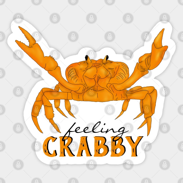 Feeling Crabby, orange crab Sticker by H. R. Sinclair